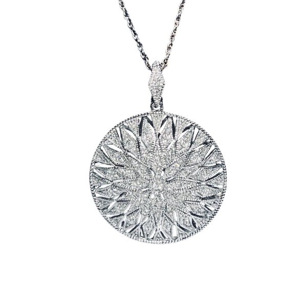 Affinity Diamonds Sterling Silver Necklace With Round Diamond Pendant (5999) - Picture 4 of 8